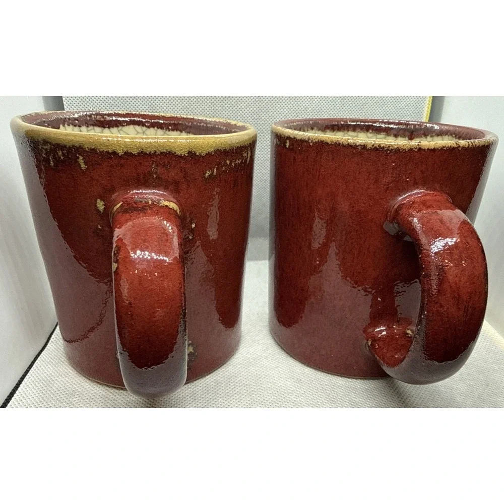 Pier 1 crackle collection mugs - 2 Mugs In Set - Red & Rust set - Excellent cups
